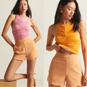 New Anthropologie Pilcro Pink and Orange Ruched Tank Top Size XL
